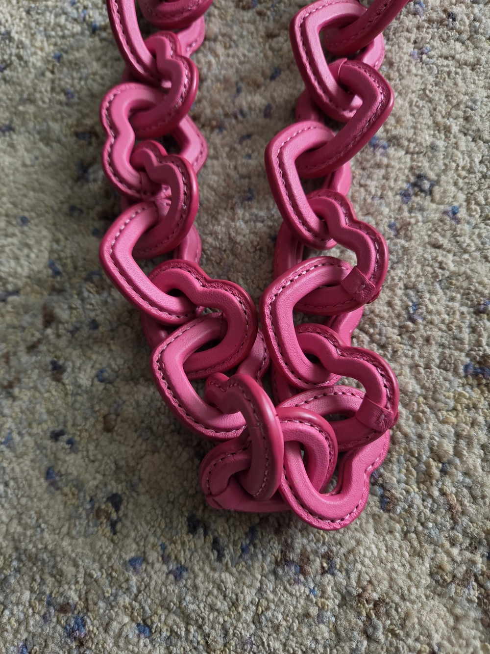 Coach Leather Covered Short Chain Strap Petunia Pink Heart - Picture 2 of 4